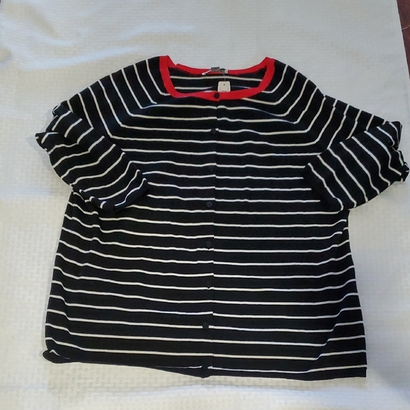 NWT Pendleton plus  Black and White 3/4 Sleeve Button Down Cardigan - Picture 9 of 15